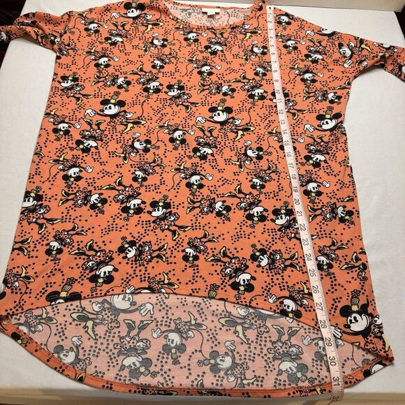 LulaRoe Disney Minnie Orange Graphic Tee XS Women’s Oversized High Low Hem - Picture 5 of 6